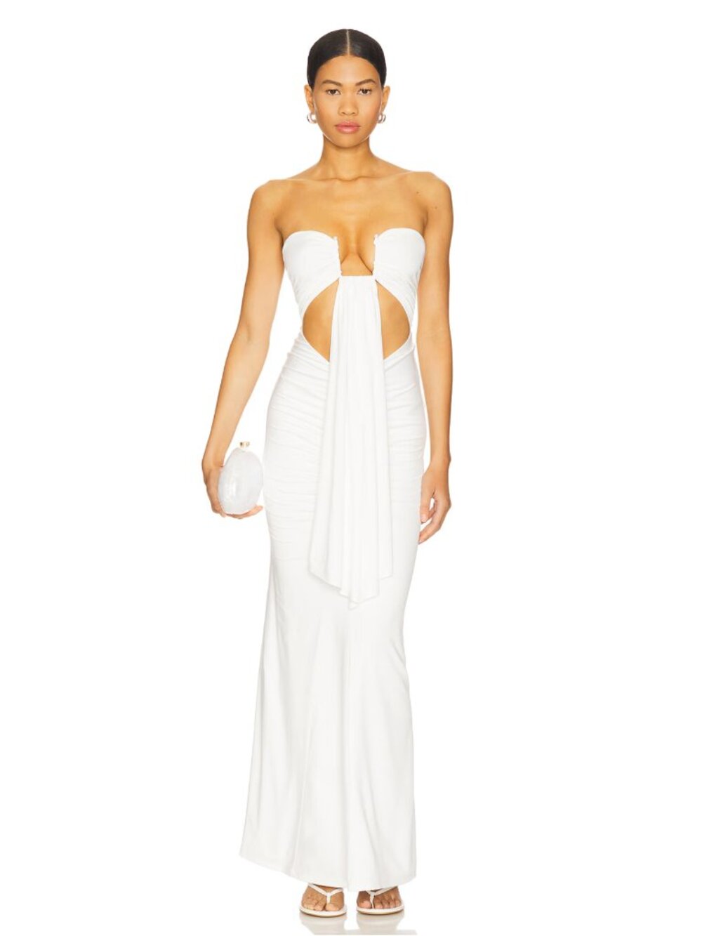superdown White Strapless Cutout Tie-Front Maxi Dress